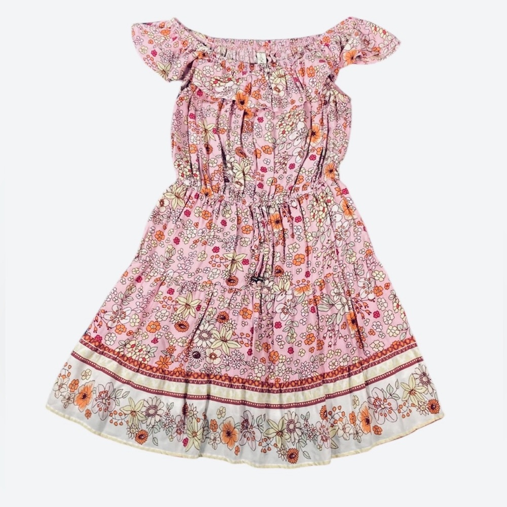 Bebop Pink Floral of Shoulder Elastic Waist Women's Dress Sz S